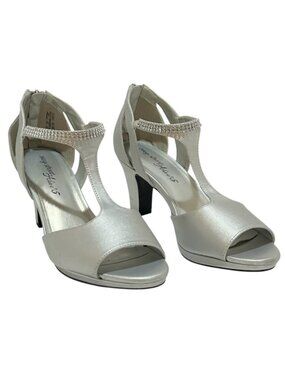 EAST STREET Shoes Flash Heels T-strap Metallic Open toe Silver Bling Like new